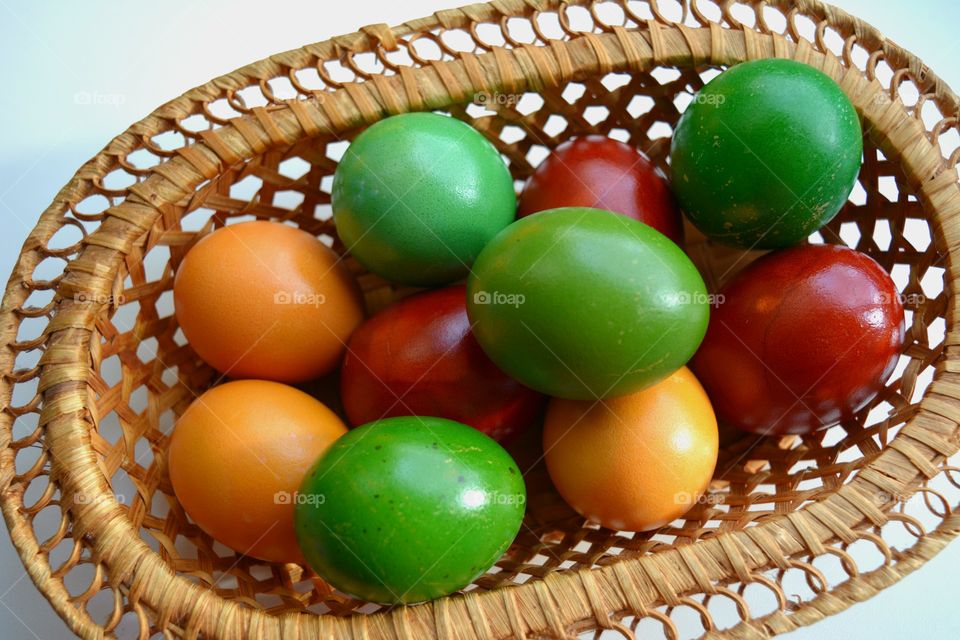 easter eggs in basket