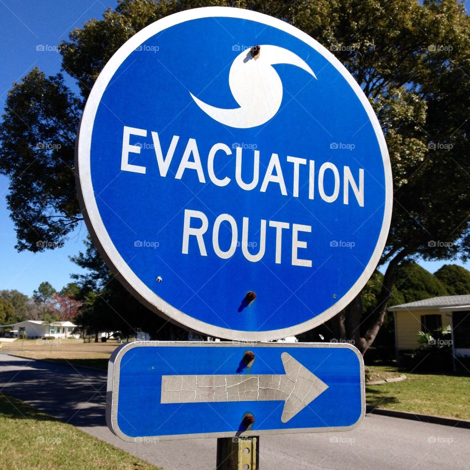Florida Hurricane Evacuation Road Sign Direction 