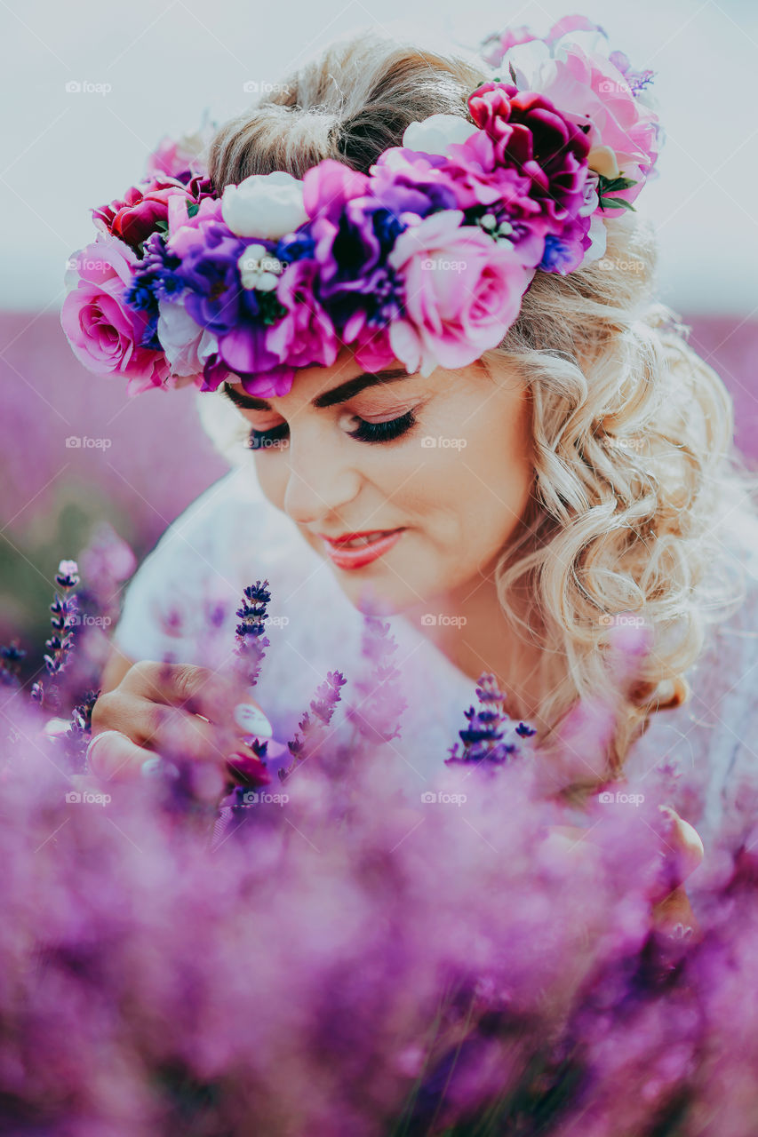 Purple. Flowers. Wreath.