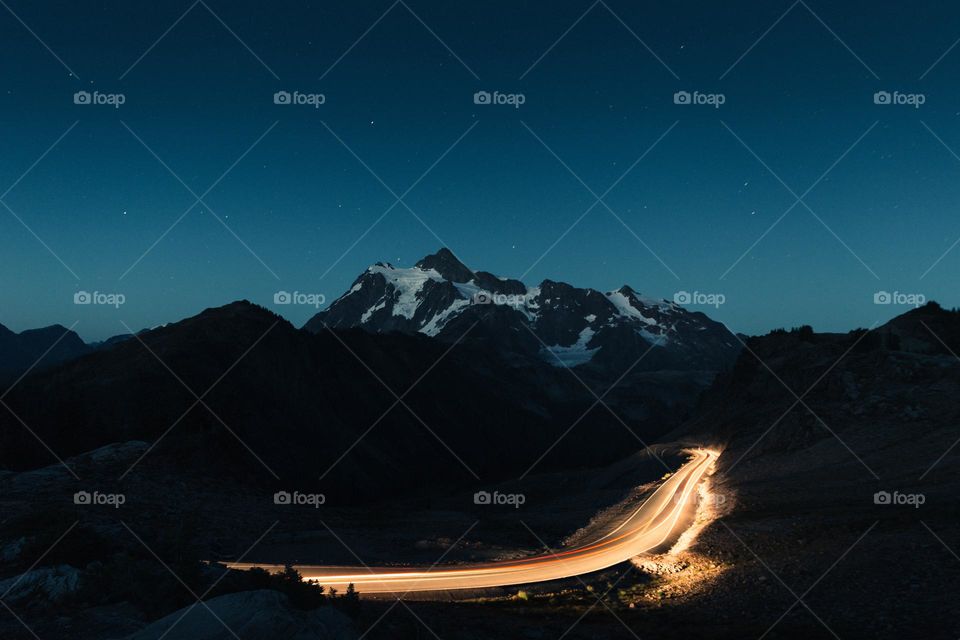 mountains at night