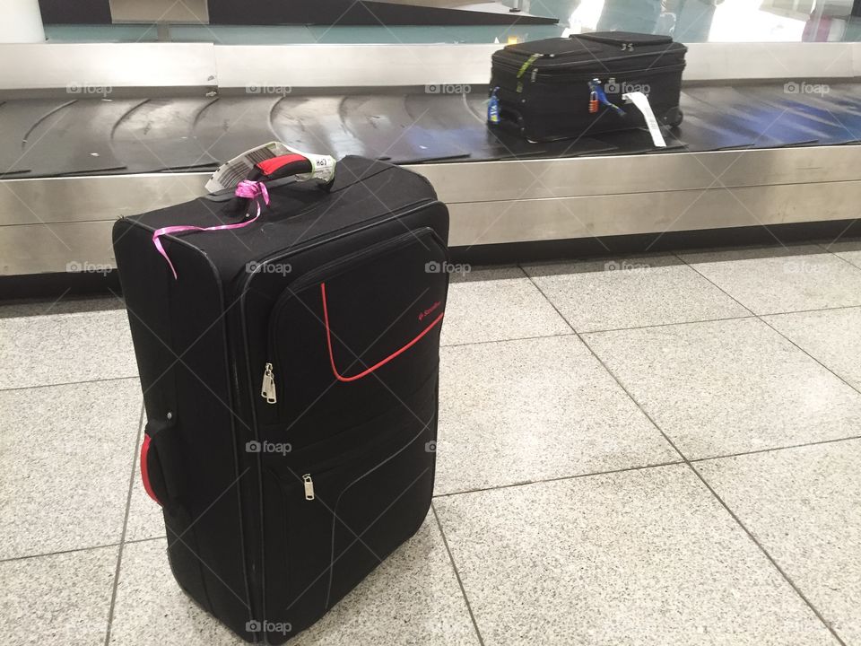 Baggage belt at Copenhagen airport in Denmark.