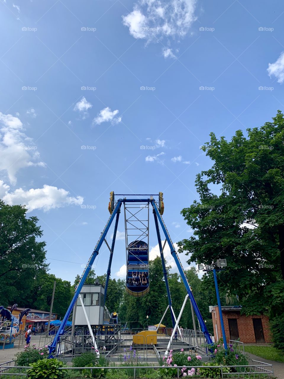 huge extreme swings in an amusement park