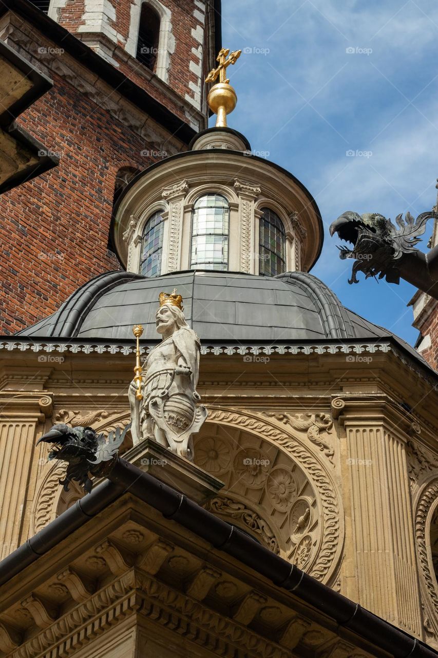 close-up of a fragment of the beautiful cathedral chapel at the wawel castle