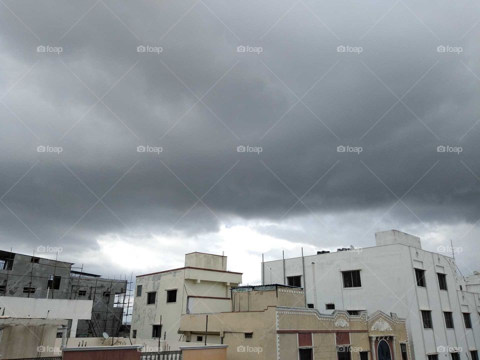 dark rainy clouds in the sky