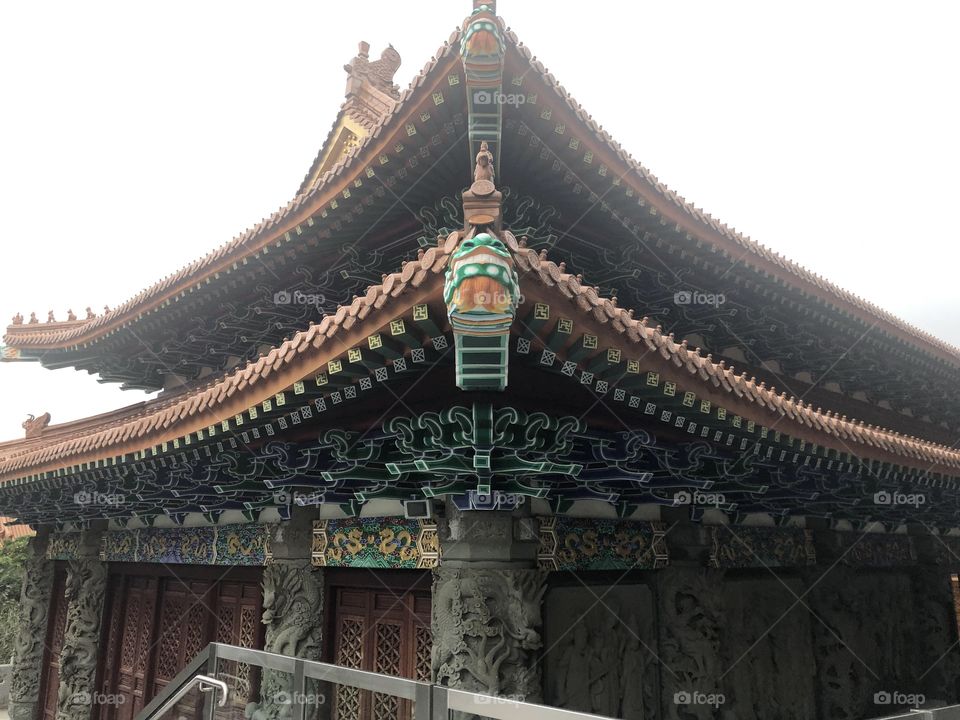 The Po Lin Monastery. Ngong Ping Village, Po Lin Monastery Pagodas, Lantau Island, Hong Kong. 