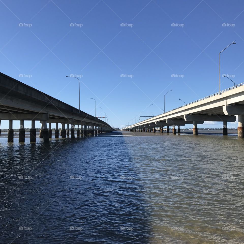 Bridge, ocean, water, Sky