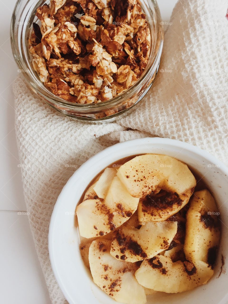 Baked apples and homemade granola 
