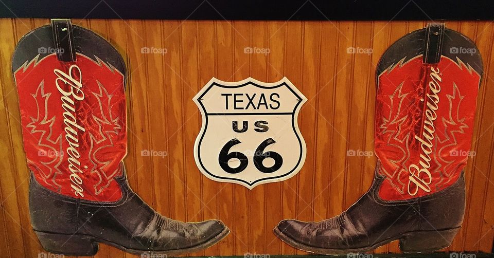 Boots Budweiser Route 66 Sign