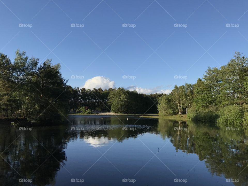 Beautiful landscape sky reflection in the lake 