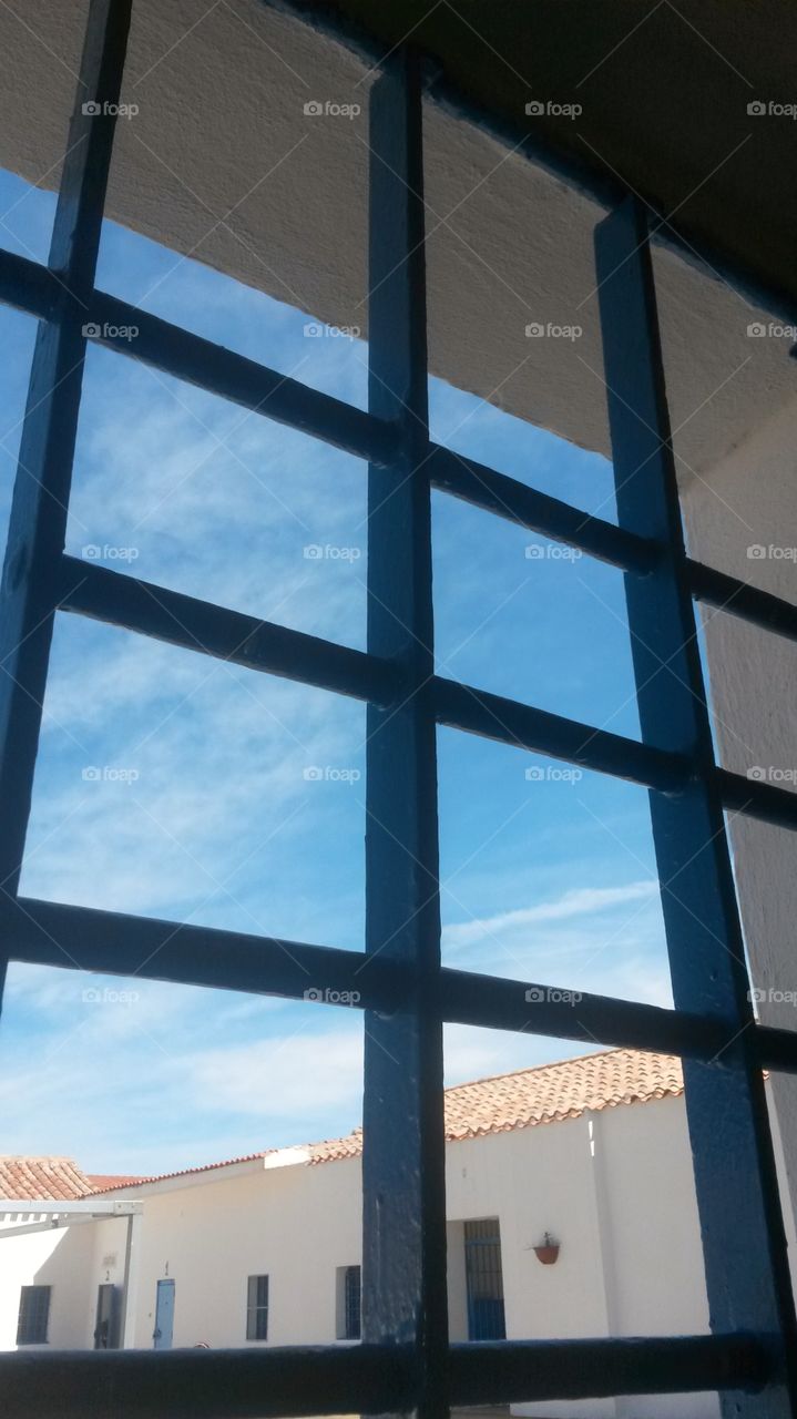 From behind the bars in jail. Asinara prison, Sardinia, Italy