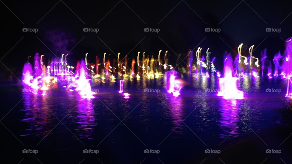 Light show at a fountain