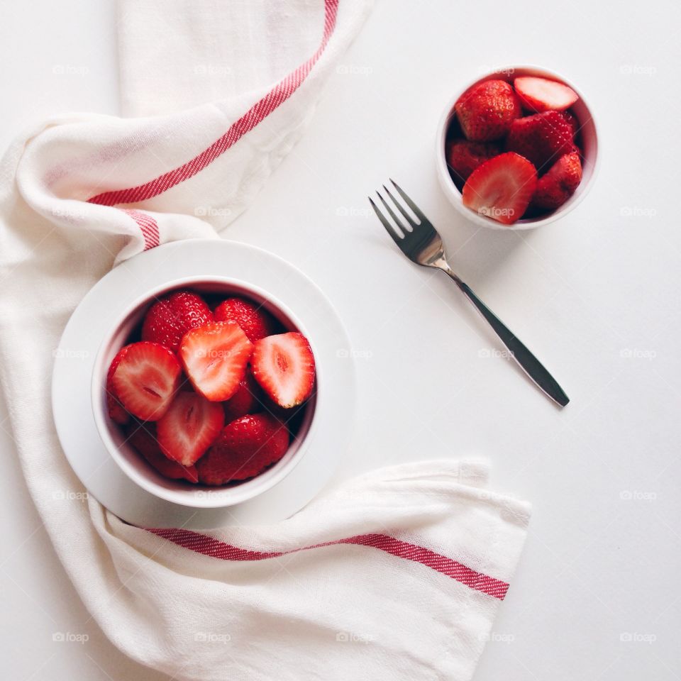 High angle view of strawberry