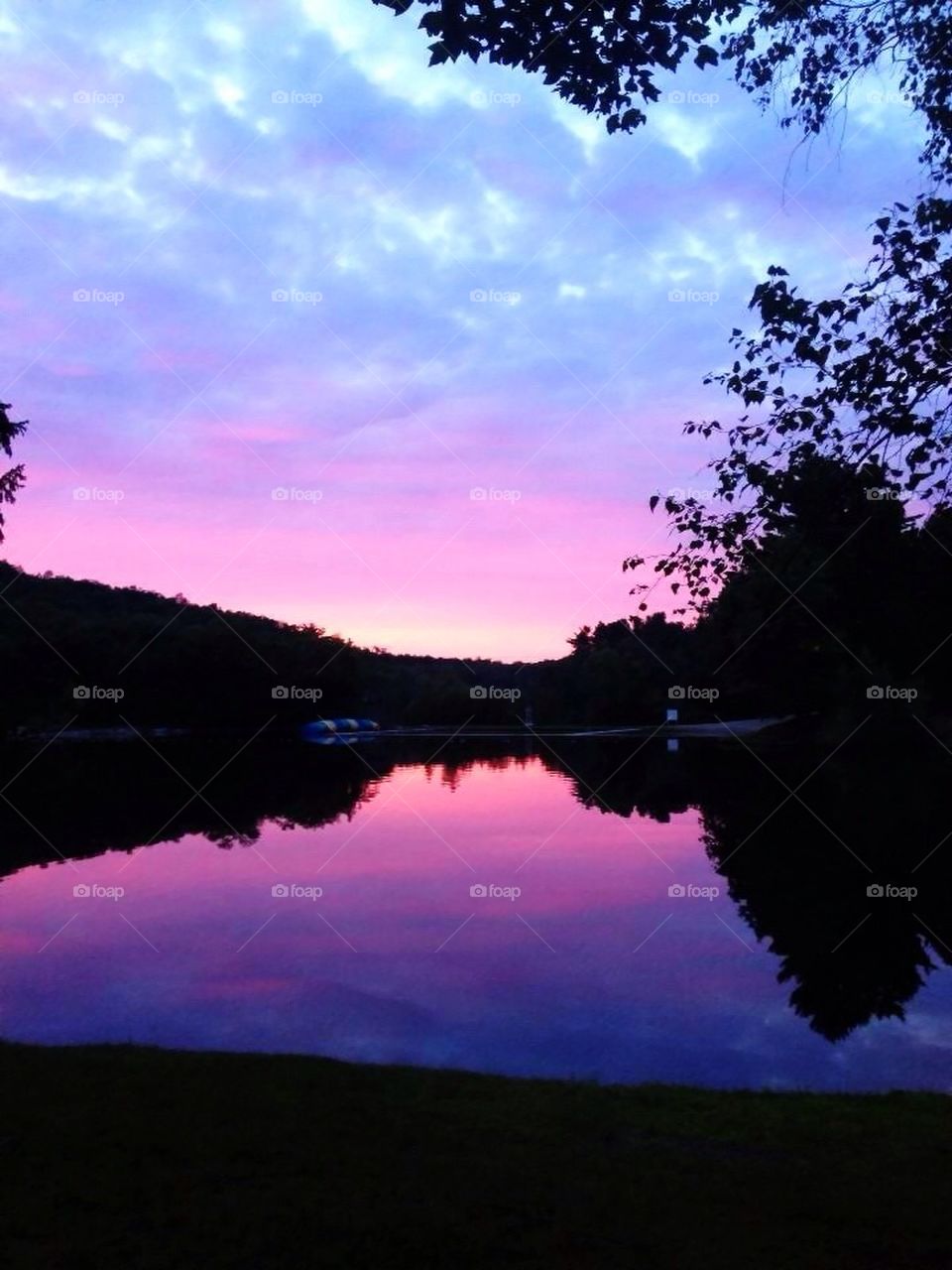 Upstate New York lake at sunset