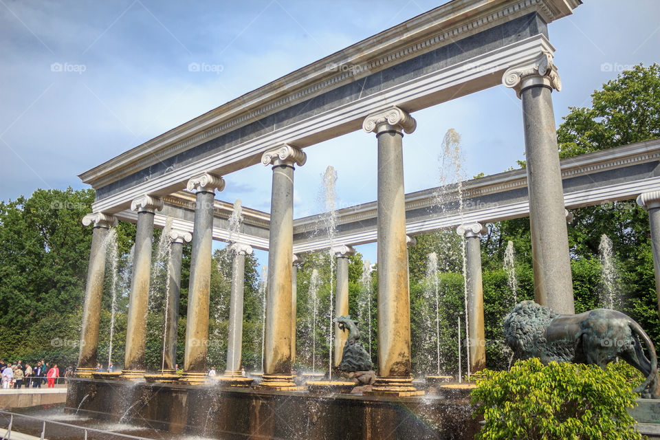 fountains among the columns