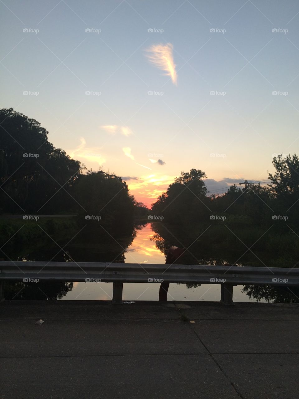 Sunset on the bayou from bridge