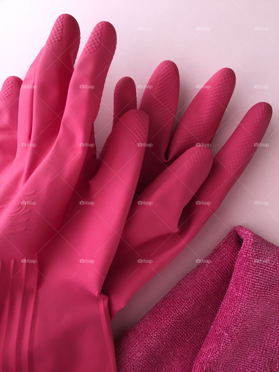 High angle view of hand glove and napkin