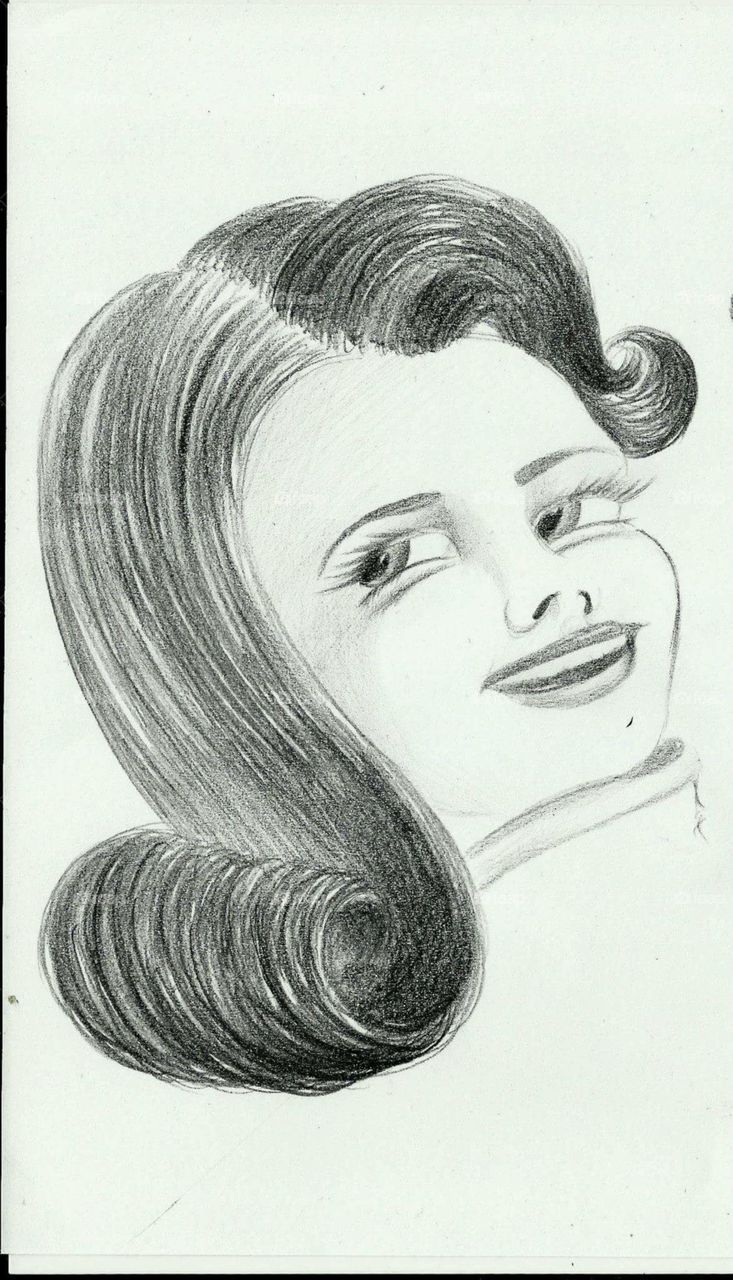 drawing - lady smiles