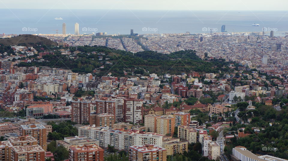 High angle view of barcelona city