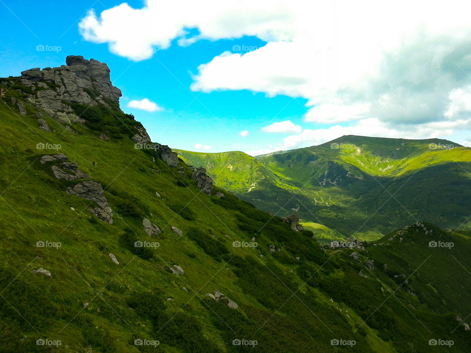Rocks in the mountains, ridge of the Montenegro, Carpathians