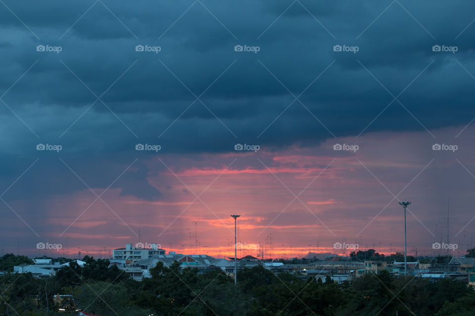 Sunset above the city