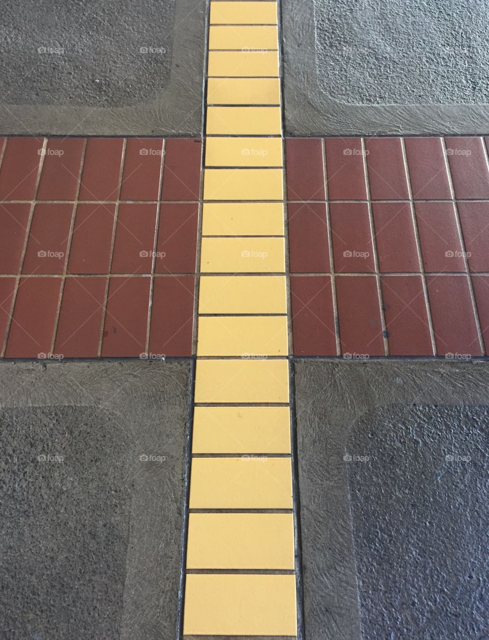 Yellow tiles on the ground
