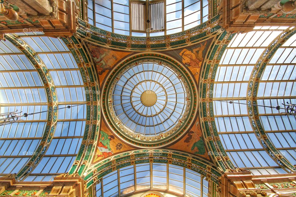 The ceiling of The VQ in Leeds. The Victoria Quarter shopping mall in Leeds city centre is a great place to visit and has lovely architecture.