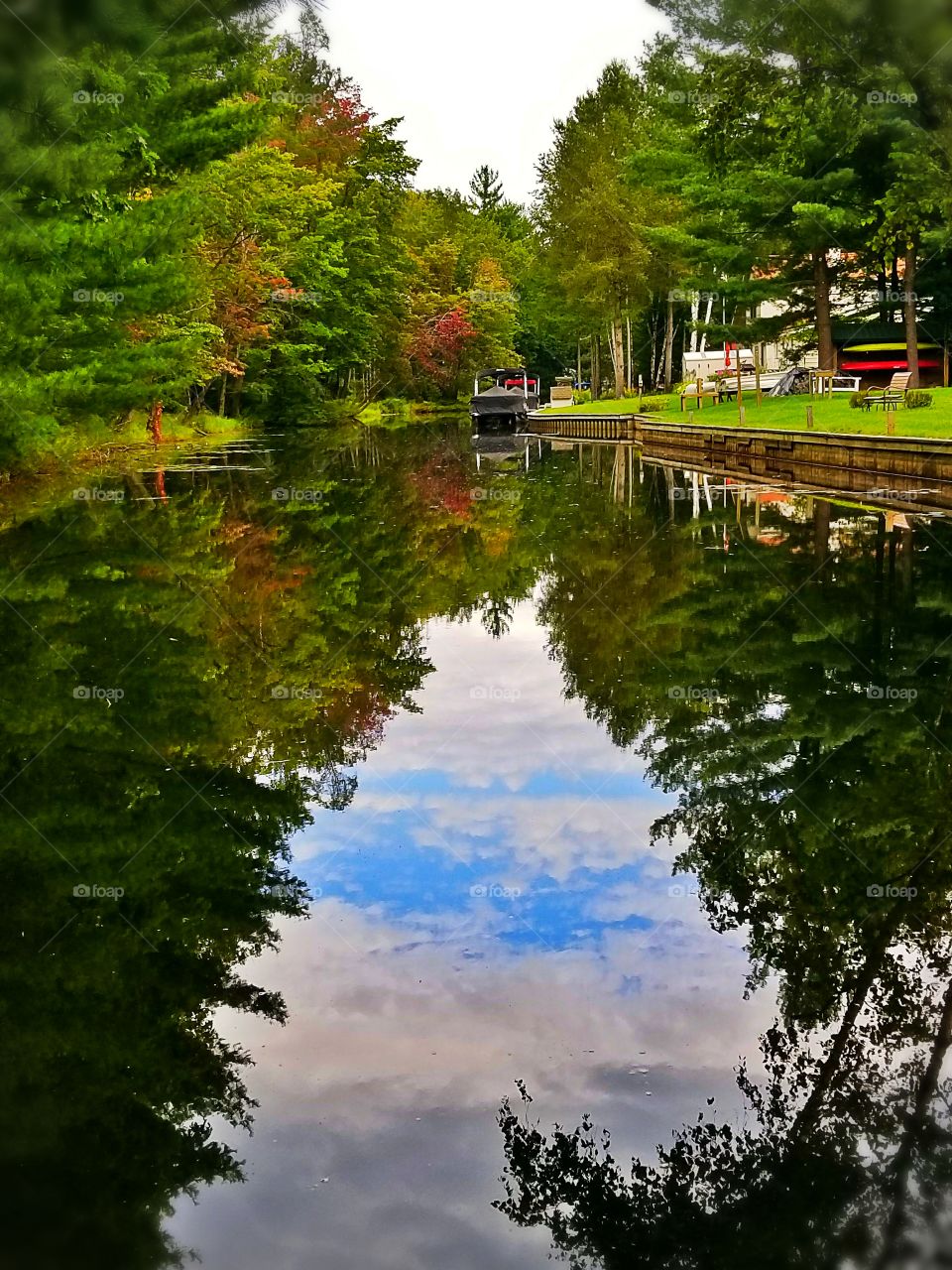 Gorgeous reflection off the water, while boating down a canal.