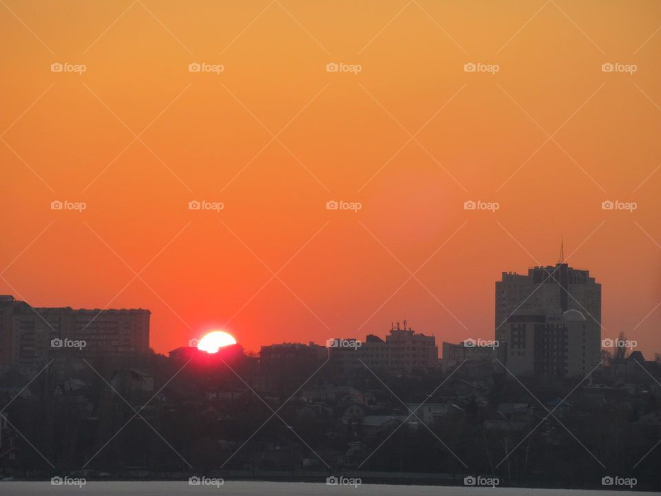 sunset over the city, March, Voronezh
