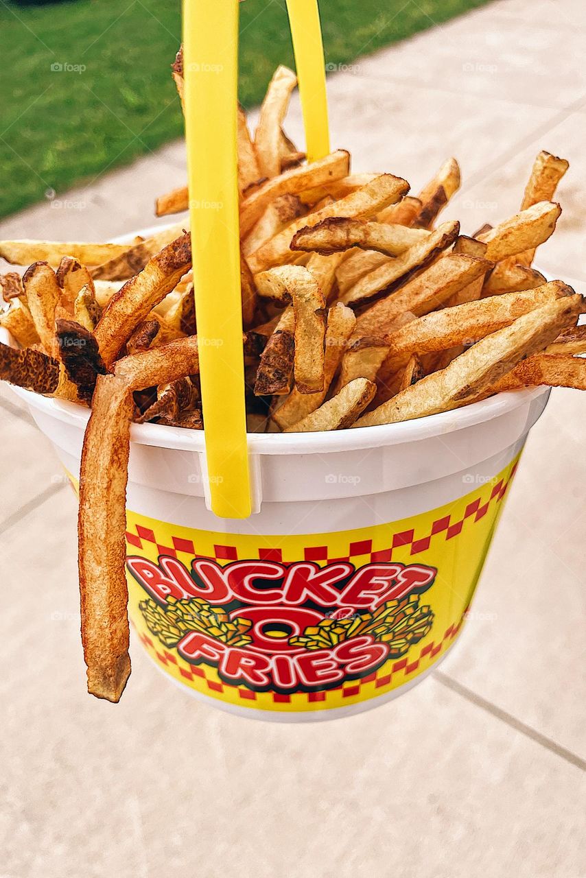 Bucket of fries at the fair, fair food 