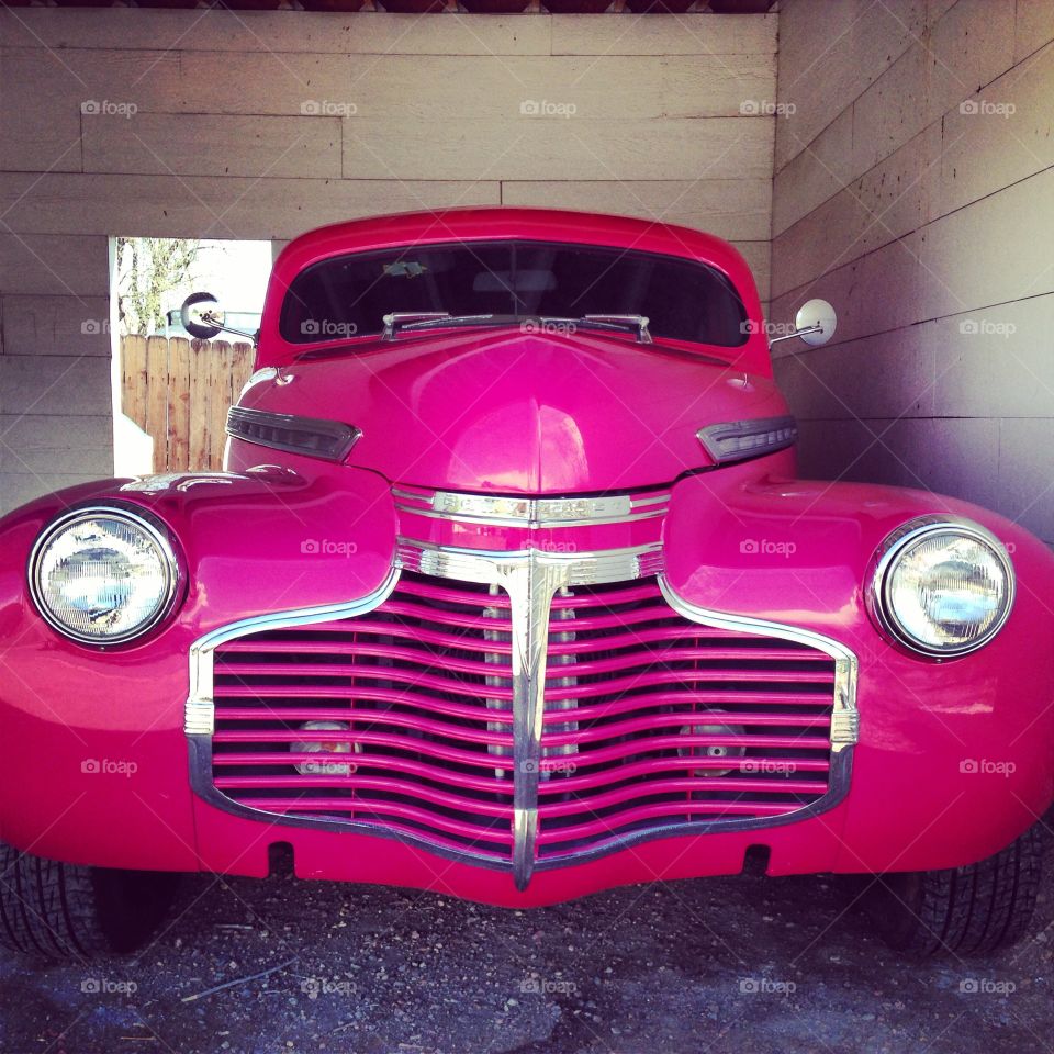 Hot pink vintage Car 