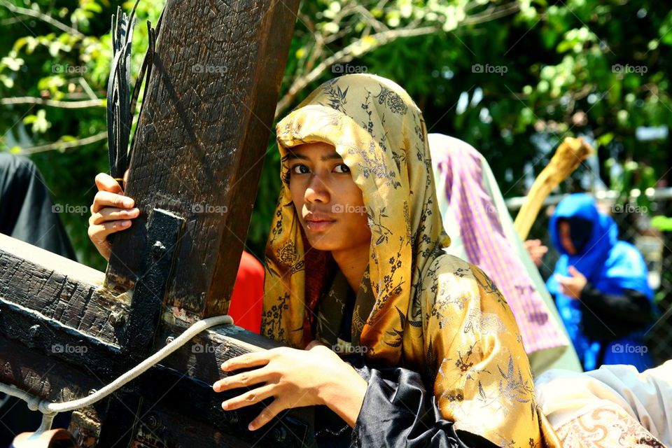 characters in the reenactment of the death of jesus christ on good friday during holy week in cainta, rizal, philippines, asia