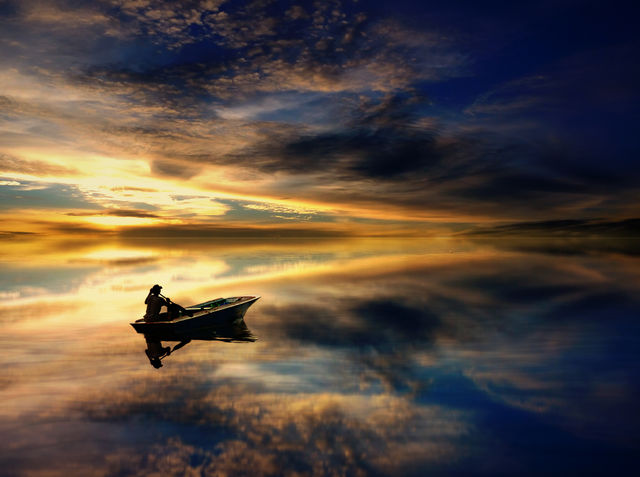 mahakam river when sunset