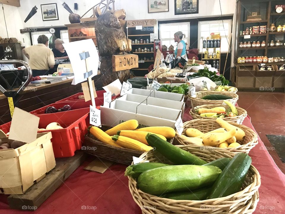 Local produce for sale at Robinson’s Apple Barn in Harpersfield, Ohio