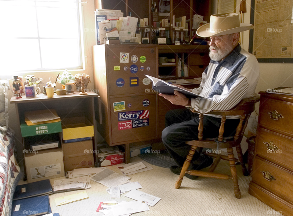 play write working in his office. famous. jewish play write. by arizphotog