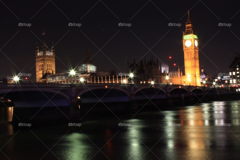 The parliament square at night 