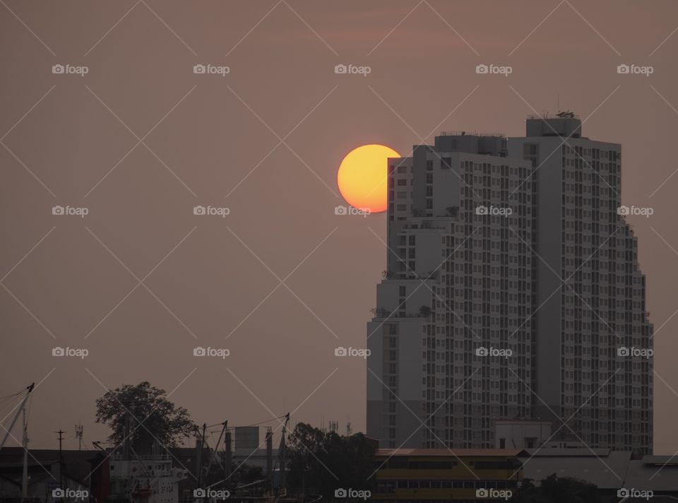 Bangkok/Thailand-March 18 2019:PM 2.5 Dust problem make unclear weather