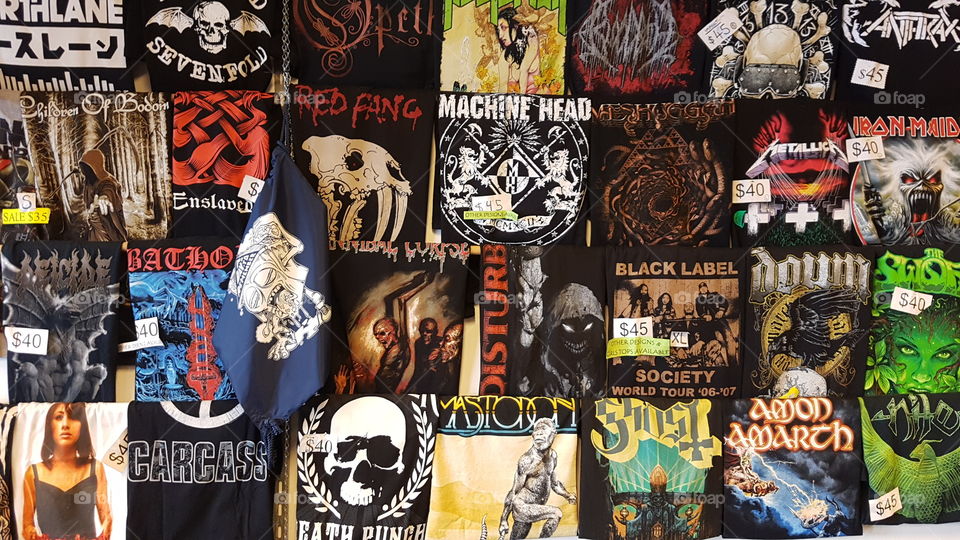 wall of T-shirts