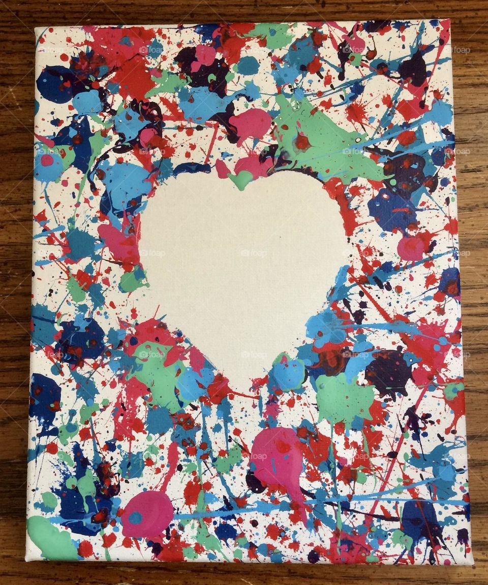 Heart splatter painting, heart art, artistic with a heart