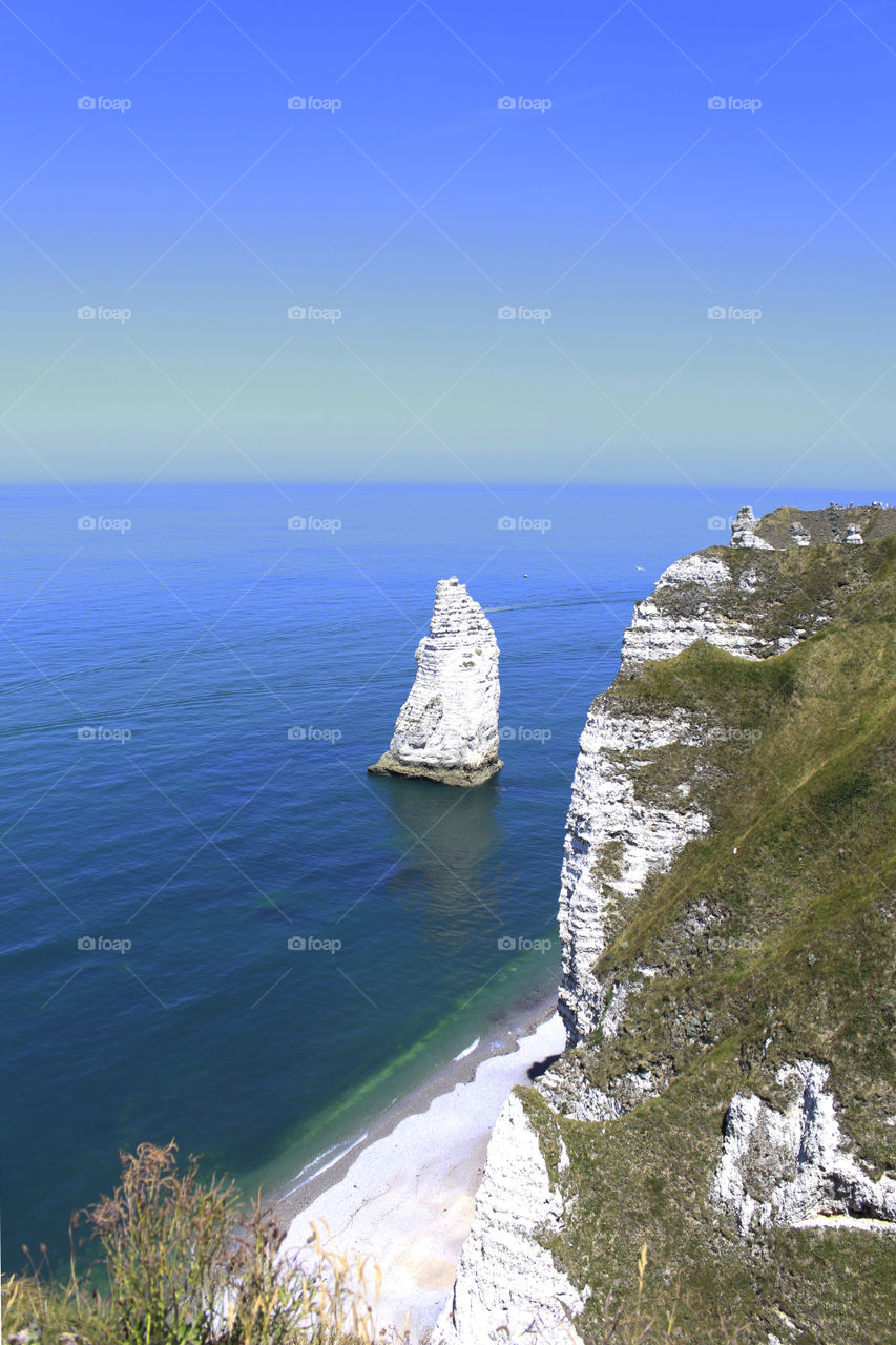 Chalk cliffs in Étretat, France