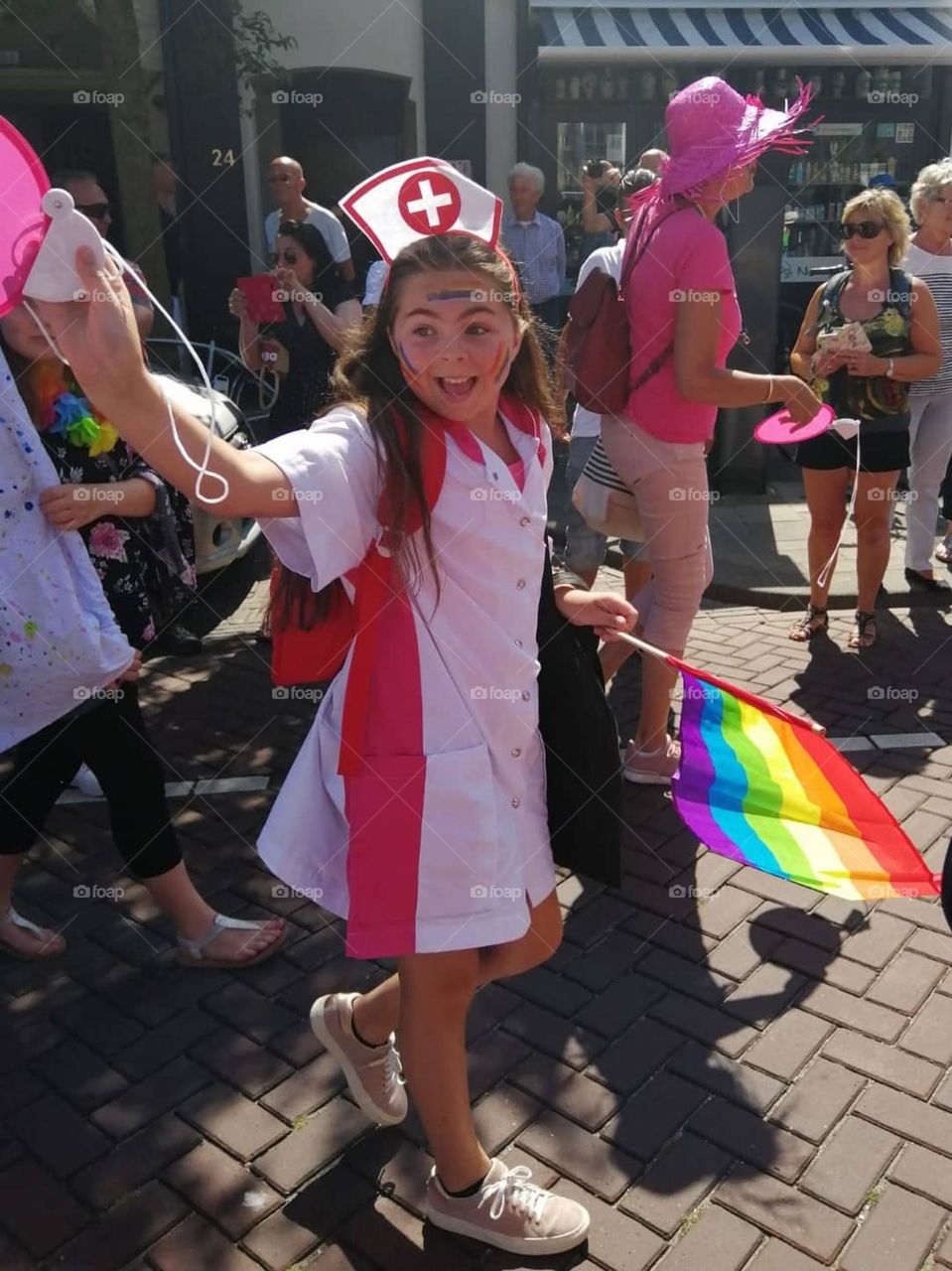 Our daughter participated in the Pride in Zandvoort. As far as we know, not because she belongs to the LGBTQ+ community, but because she find it's important that everyone can be themselves. That's why she walked the Pride with them, to support them.