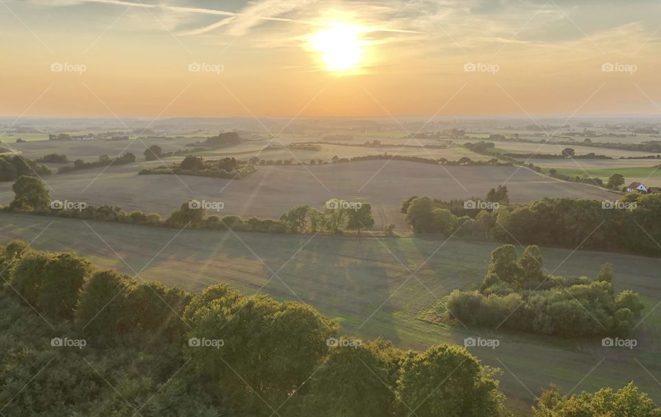 Sunset from hot air ballon