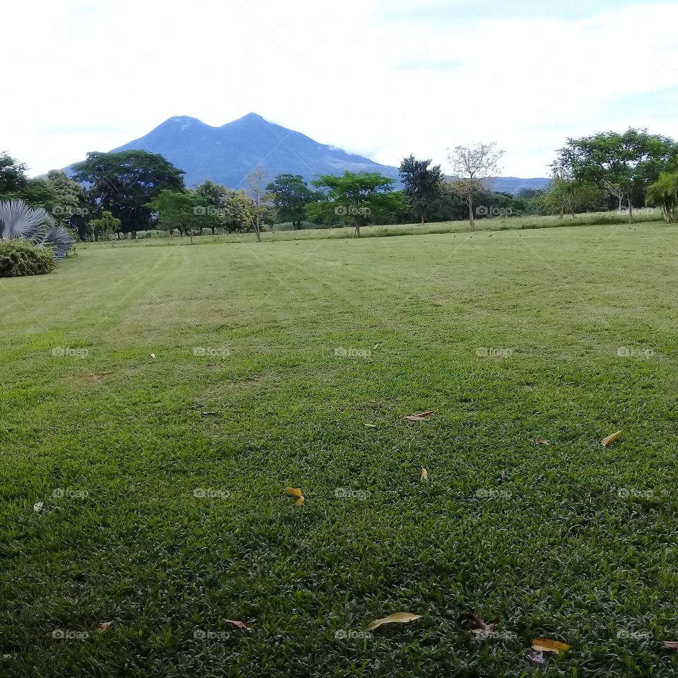 Field and vulcano.