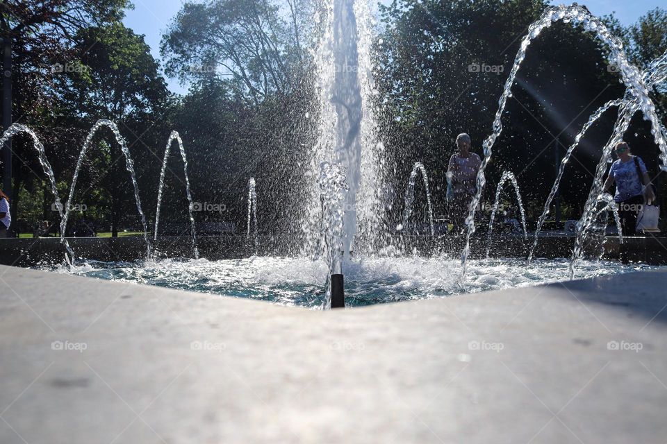 Jets of water in the fountain