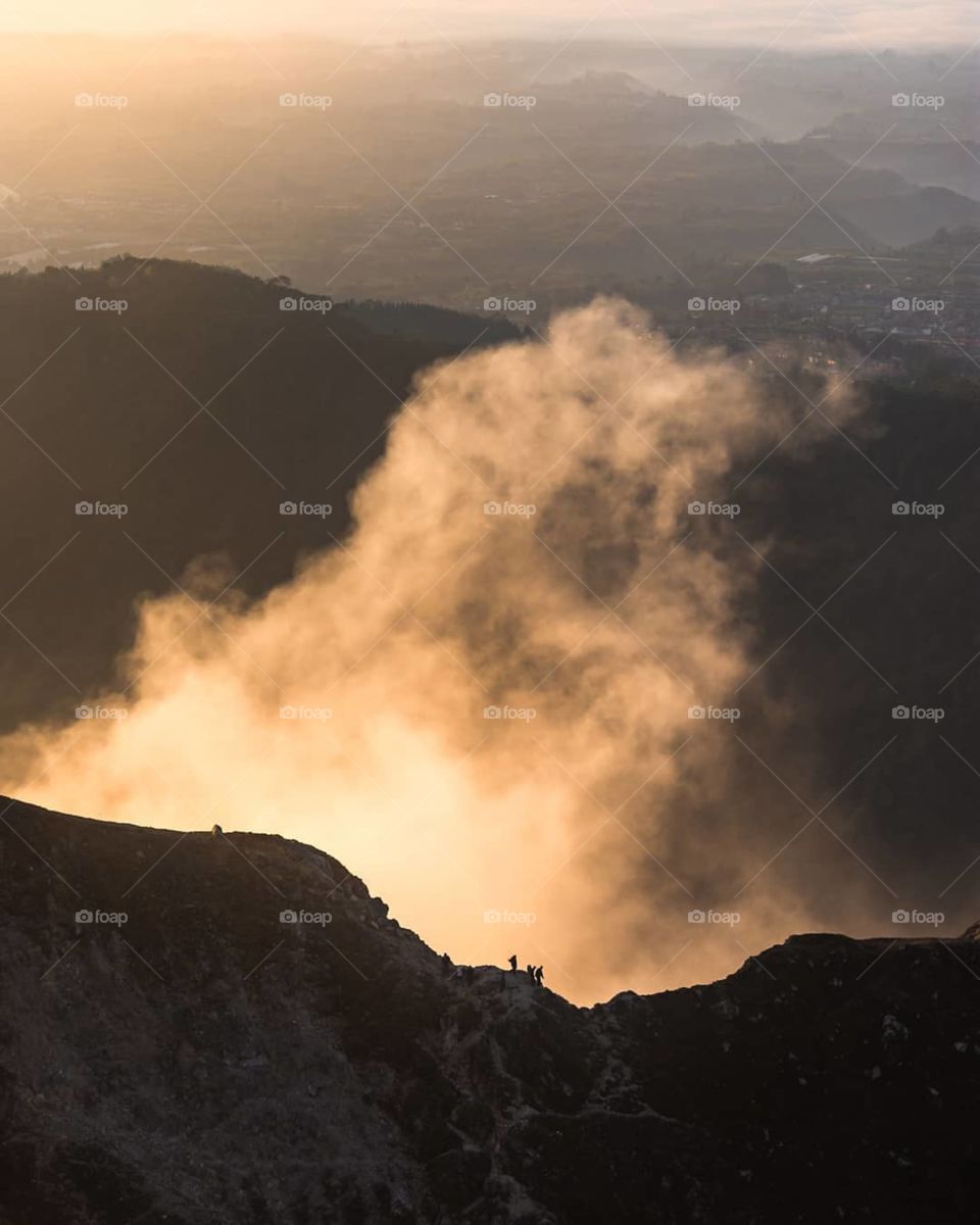 A burning mountain fog move rapidly through the slop.