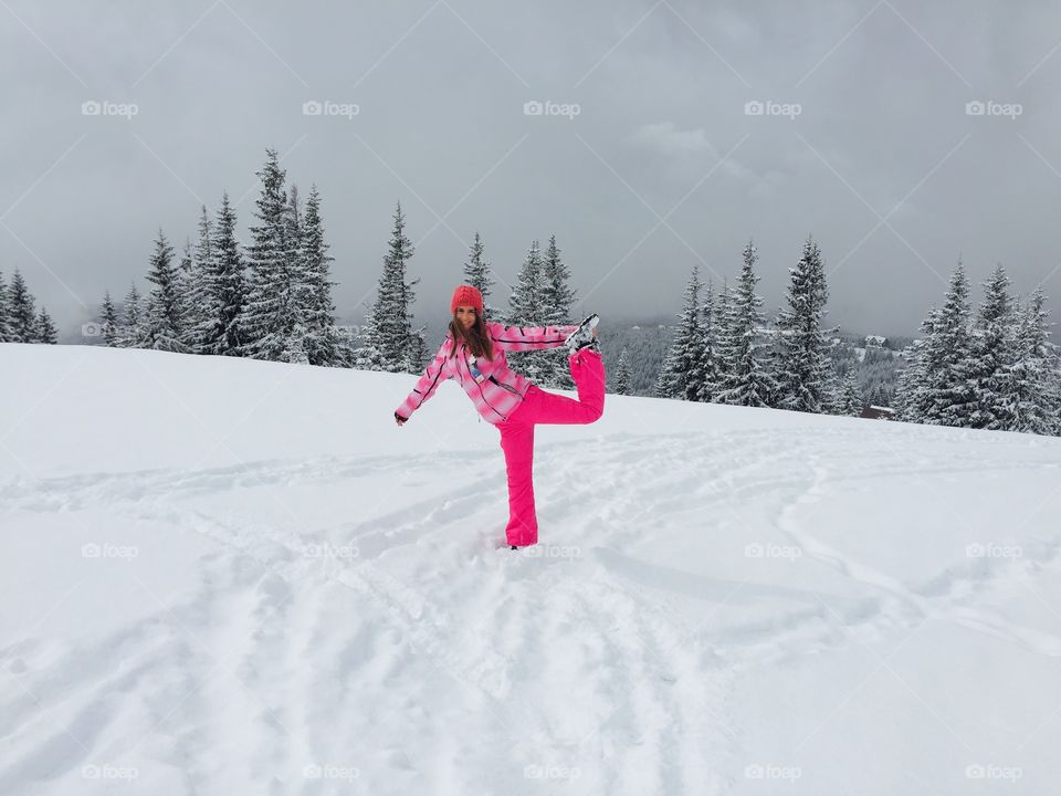 Woman exercising in winter