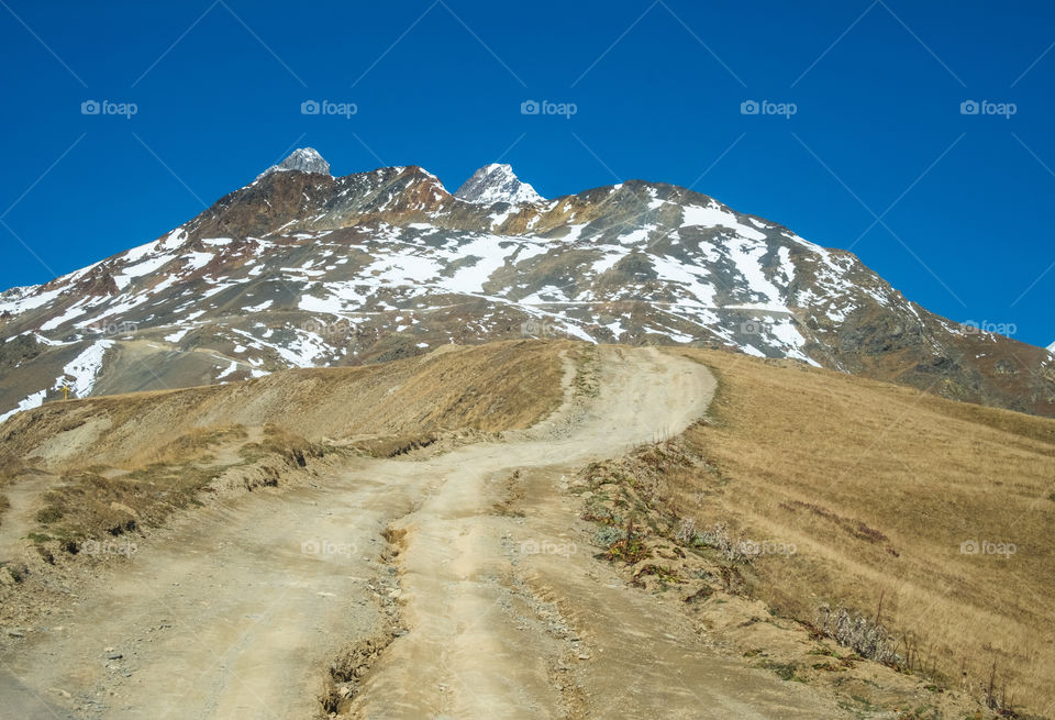 Trekking route on the beautiful mountain in Georgia 