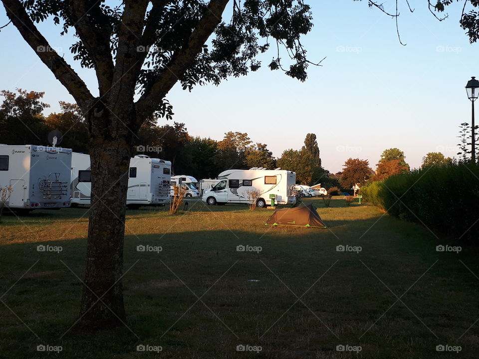 Morning in the camping in France