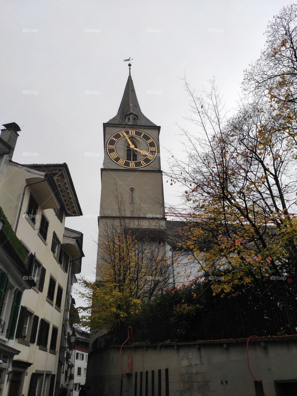 Zurich Switzerland Saint Peter's Protestant Church clocktower