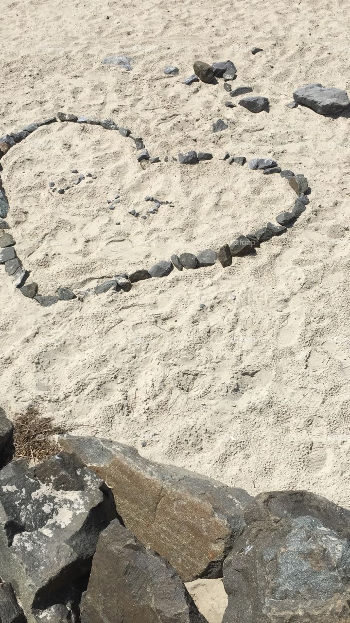 Sand heart. Beach art