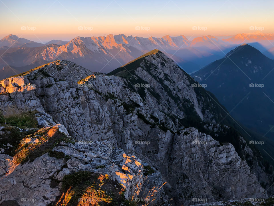 Golden mountain peaks 